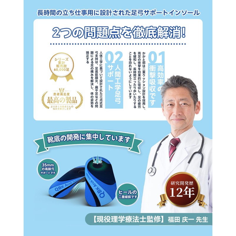 Insoles QBK Insoles Unisex Comfort Insoles, Daily Use M