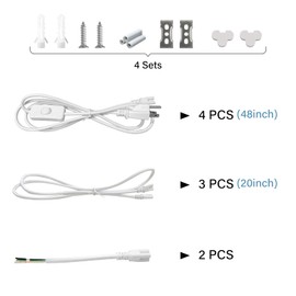 EPESTOEC 4 Pack LED T5 Integrated Single Fixture, 4FT, 2200lm, 6500K Super Bright White, 20W Utility LED Shop Light, Ceiling and Under Cabinet Light, Corded Electric with ON/Off Switch