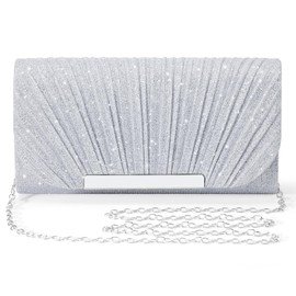 Xjmfasht Clutch Purses for Women Evening Bag Lady Girl Crossbody Handbags for Prom Party Wedding Engagement (silver cloth)