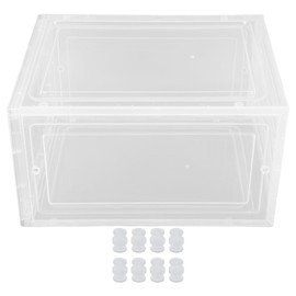 Shoe Storage Box Clear Acrylic with Magnet Front Door Stackable Large Capacity Dust Proof Shoe Organizer for Closet