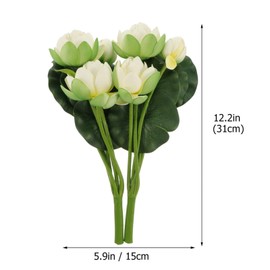 WINOMO Lotus Flower Branch 2pcs Silk Lotus Flower Bouquet Artificial Flower Plant Home Wedding Green Plant Decoration for Table Centerpieces Decorations White Artificial Flower Pick
