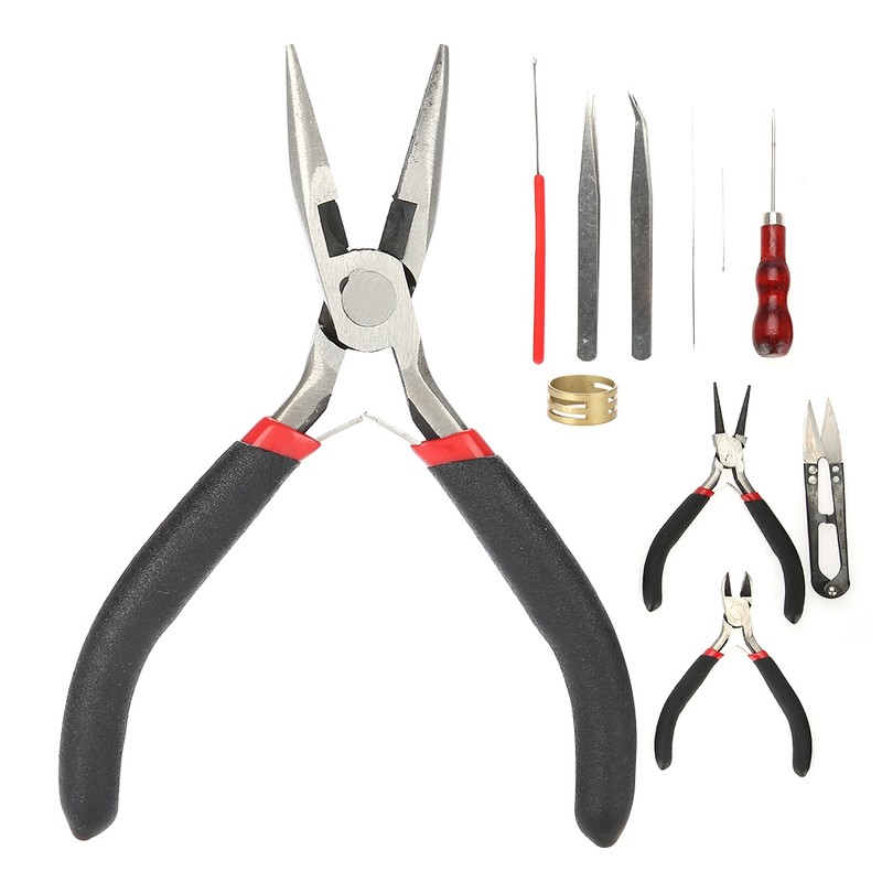 11 Pcs DIY Jewelry Tool Set Pliers Tweezers Ring Crochet