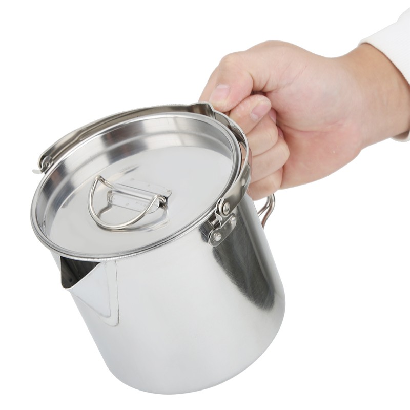 1.2L Outdoor Portable Camping Hiking Stainless Steel Hanging Water Pot