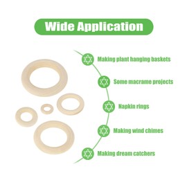 100 PCS Unfinished Natural Wooden Rings for Crafts, Wood Rings for DIY, Pendant Connectors, Jewelry Making, Macrame Supplies