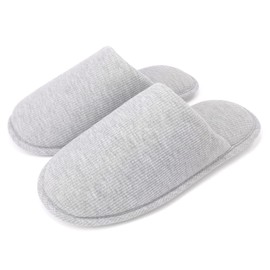 ofoot Women's Organic Cotton Non-Slip Slippers, Cosy Memory Foam Washable for Summer Bedroom, Rubber Sole, gray