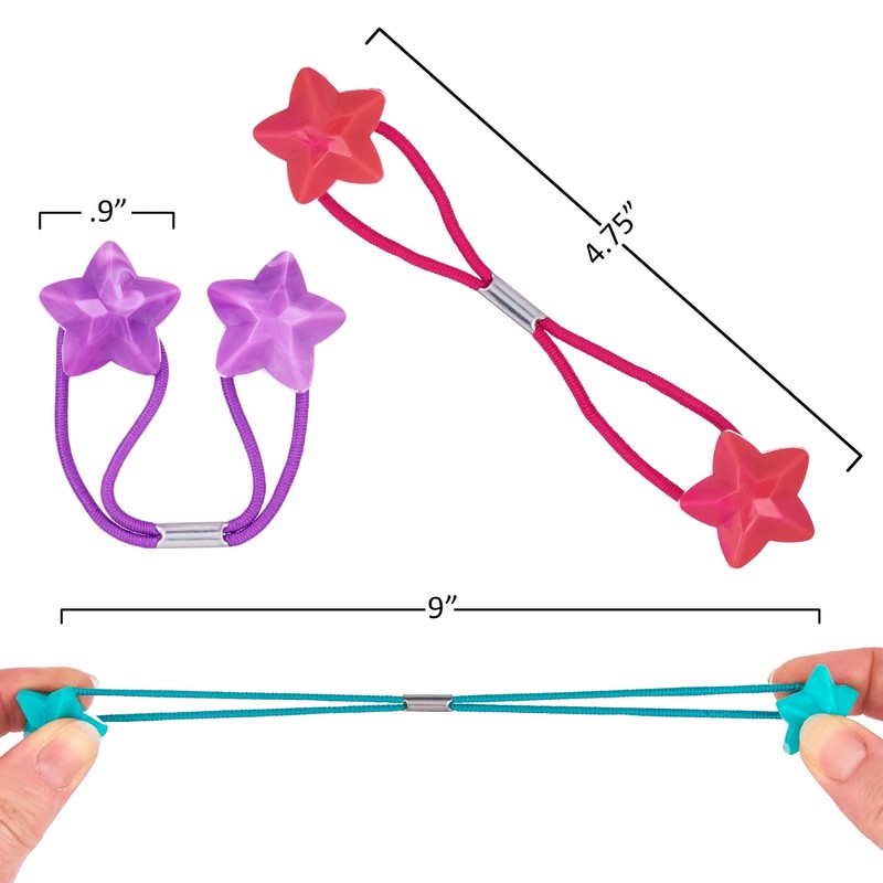 Expressions 24pc Ponytail Balls Hair Elastics,Star-Shaped Multicolored Twin Hair Beads,