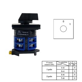 IOTUP DIN Rail Mounted 32A 660V Dual Power Circuit Control Selector LW26-32/2 Two Poles Silver Contact Rotary Cam Switch (Color : Off-ON)