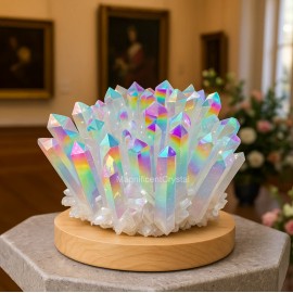 500G Rainbow Angel Aura Crystal Geode Multicolor Cluster Mineral Specimen Decor