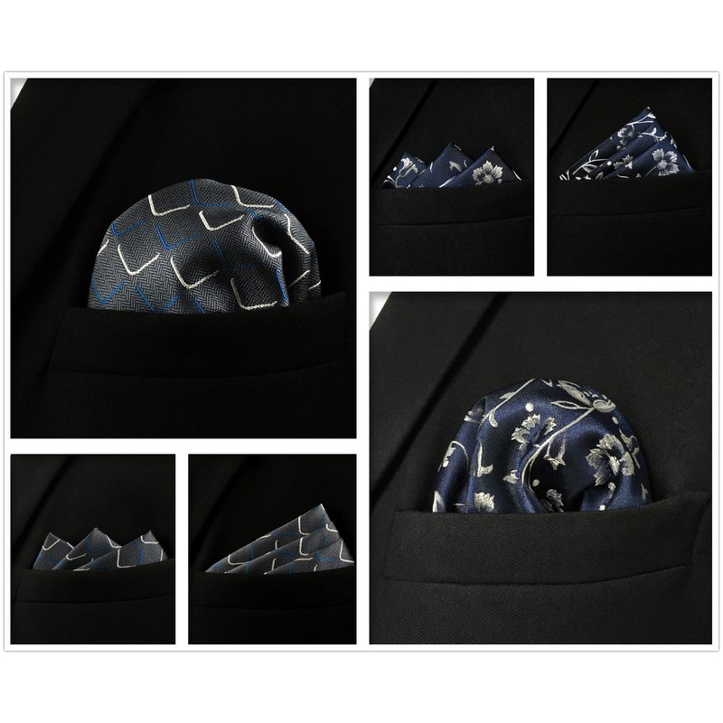 S&W SHLAX&WING Pack of 5 Assorted Handkerchiefs for Men Square