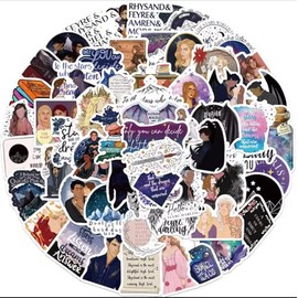Fantasy Book Fandom Sticker Set 60pcs ACOTAR Vinyl Waterproof Decorative Stickers Laptops, Water Bottles, Skateboards, Journals, Scrapbooking, and Gifts for SJM Fans & Bookworms Books Book Sticker