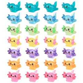HEQU 28 Pcs Mini Resin Axolotl - Miniature Figurine 7 Colors Tiny Axolotl Toy Charms Small Ornament Figurine Axolotl Decoration for Dollhouse Garden Landscape DIY Ornament