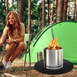 Bunmery 38" Fire Pit Mat for Solo Stove Bonfire,Round Fire Pit Mats for Under Fire Pit,Portable Fireproof Mat for Solo Stove Accessories