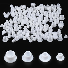 Hengxinc 220PCS Drill Hole Cover Caps, 4 Sizes Plastic Plugs for Holes White Hole Plugs for Nail Holes, Screw Holes, Partition Holes in Cabinets, Brackets, Shelves (5mm/ 6mm/ 8mm/ 10mm)