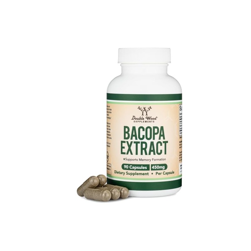 Double Wood Supplements Cápsulas Bacopa Monnieri, Sin Omg, Sin Gluten,