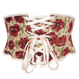 Scarlet Darkness Floral Corset Belt for Women Lace Up Boned Renaissance Corsets Red 12