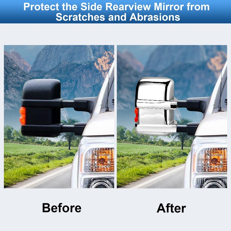 TOP-VIGOR Chrome Side Mirror Covers Compatible with Ford F250 2008-2016
