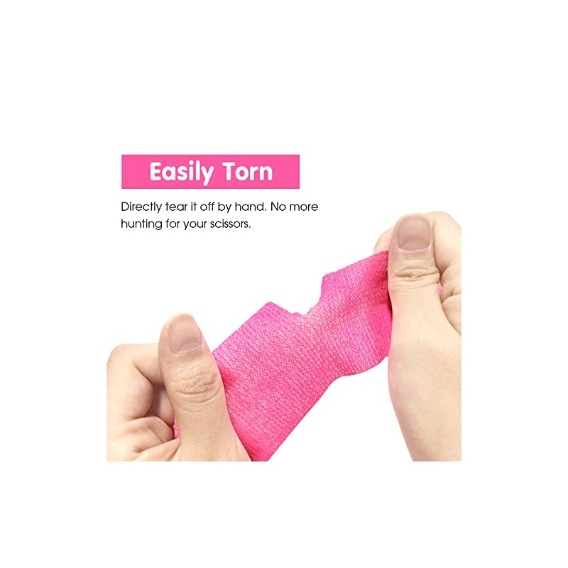 6 Rolls Pink Cohesive Bandage 7.5cm X４.5cm, Flexible Bandage,Non-Woven Cohesive,