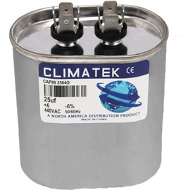 ClimaTek Upgraded Oval Capacitor Replaces Carrier P281-2503 - 25 uF MFD 370 440 Volt VAC