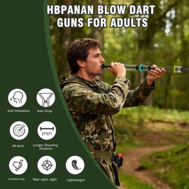 Hbpanan .40 Caliber Blow Dart Gun for Adults - 36" Blowgun Kit with 12 Long/Mid/Short Darts, 2 Oversized Targets, Optic Sight, Sling & Tactical Grip | All Aluminum Blow Gun