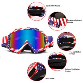 SPOSUNE Dirt Bike ATV Goggles UV400 Motorcycle Goggles Motocross Riding Goggles ATV Windproof Dustproof Dirtbike Off Road Goggles for Adults Men Women Youth