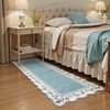 Lahome Floral Blue 2x6 Runner Rug for Hallway,Scalloped Washable Rug