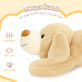 MorisMos Giant Dog Plush Toys, 80cm Big Golden Retriever Teddy Stuffed Animals Kawaii Large Dog Soft Cuddly Toy, XXL Furry Dog Present for Boys Girls Birthday Christmas Deco