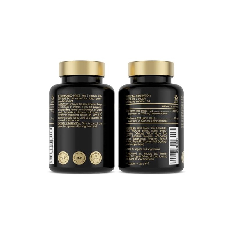 Maca Root Capsules 5000mg - Black & Yellow Maca Tablets