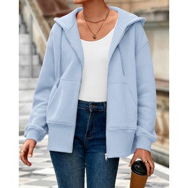 BTFBM Hoodies for Women Zip Up jacket Drawstring Fall Fashion 2025 Trendy Long Sleeve Sweatshirt Winter Clothing Outfits(Light Blue, Medium)