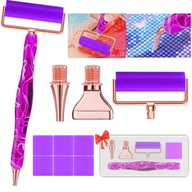 Heyseri 14PCS Diamond Painting Pen Accessories Tools Set, Exquisite Stainless Steel Metal Pen Tips,Ergonomic Diamond Art Drill Pen and 6 Painting Glue Clay,Comfort Grip and Faster Drilling (Purpl)