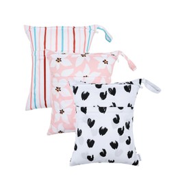 ALVABABY Wet Dry Bags Waterproof 3pcs Two Pockets Travel Storage Bags Cosmetic Bags Handbags Wash Bags Beach Pool Daycare Soiled Baby for Swimsuits or Wet Clothes 3L-ZM26-CA