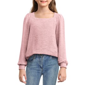 BZB Dress Up Clothes for Girls 2024 Fall Long Sleeve Tunic Tops Cute Pink Sweatshirts Size 11-12