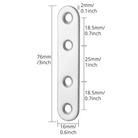 Seully 50 Pcs Stainless Steel Flat Corner Brace Plates, Durable and Rust-Resistant Bracket with Screws for Furniture Fixing and Repair