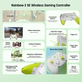 Black Shark PC-Controller, BIGBIG WON Rainbow 2 SE Wireless Controller Motion Control, Hall-Effekt-Trigger, 12-Bit-ADC, 3 Joystick-Sets, 4-Wege- und 8-Wege-D-Pad-Controller für Switch/PC/Android/iOS