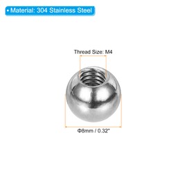 PATIKIL M4x8mm Ball Nuts Knob, 8 Pcs Female Thread 304 Stainless Steel Round Blind Hole Screw Cap Cover for Lighting Machinery DIY Decoration, Silver