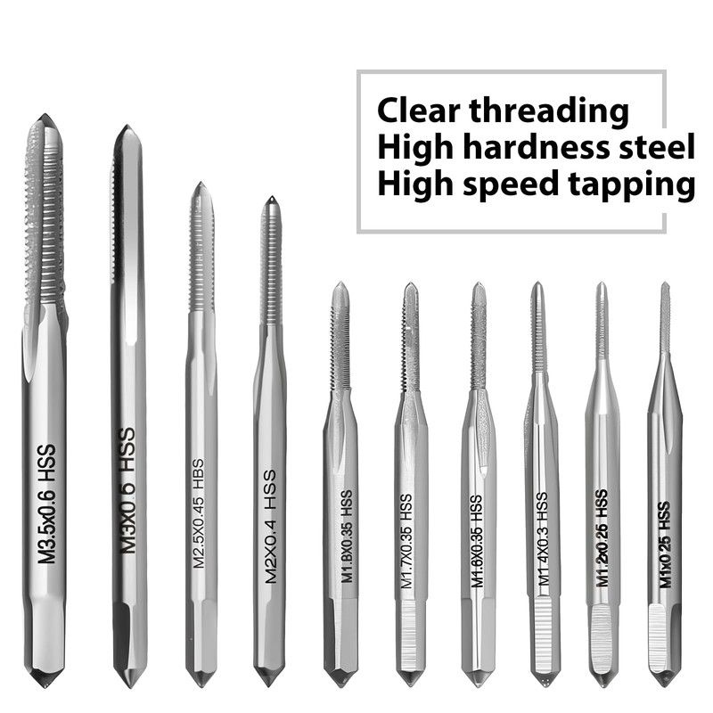 Auniwaig Micro Taps Bit 10pcs Small Hand Screw Thread Taps