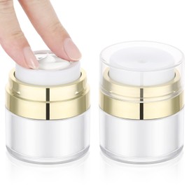 Segus Airless Pump Bottle, 2 Pcs 15g Push Down Pump Dispenser, Vacuum Lotion Bottles, Empty and Refillable, Cream Container for Travel and Household Use