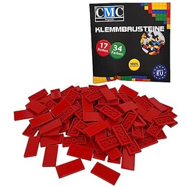50 x Clamping Blocks Tiles Building Blocks 2 x 4 Nubs Compatible 34 Colours Free Choice of Colours (620 - Red)