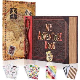 Adventure Book Diary Photo Scrapbook,Scrap book with Hard Cover Movie Up Travel Scrapbook for Anniversary,Scrapbook,Gift for Couples Anniversary,Wedding,Travelling,Birthday,Christmas (Movie Style)