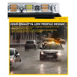 LUMENIX 12" Rooftop Strobe Beacon Light 72 LED Magnetic Emergency Flashing Warning Caution Mini Lights Bar for Construction Vehicles Snow Plow Tow Trucks Postal Mail Cars Patent Design - Amber White