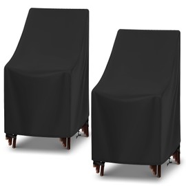 Arcedo High Back Patio Chair Covers 2 Pack, Waterproof Outdoor Dining Chair Covers for Outdoor Furniture Seating, All Weather Protection - 27" W x 27" D x 49" H, Black