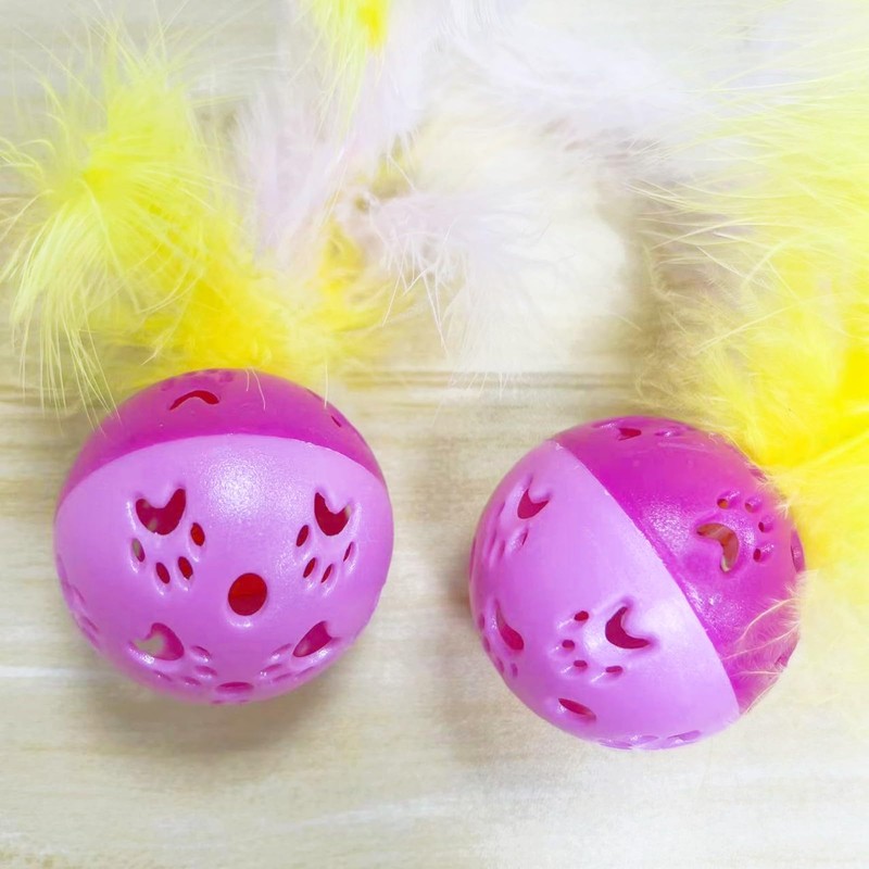 BeeSpring Cat Balls Interactive Cat Toy Feather Balls with Loud
