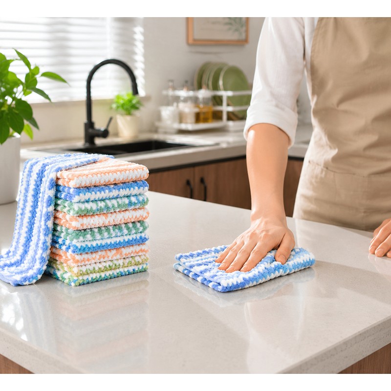 Microfiber Cleaning Cloths for Kitchen & Home – Thick Coral