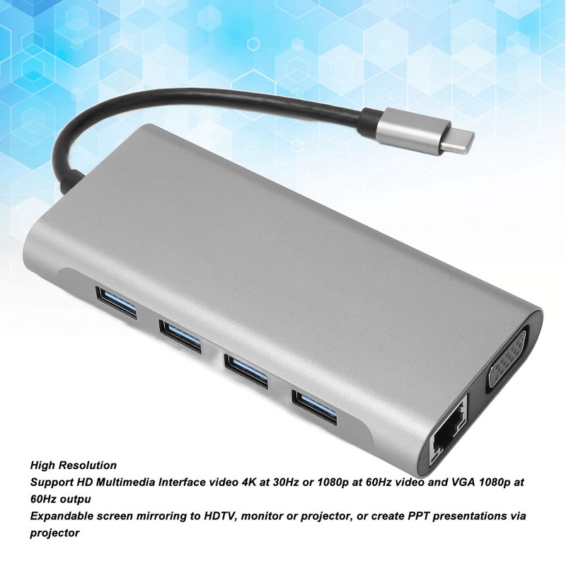 USB C Hub 11 in 1 HD Multimedia Interface VGA