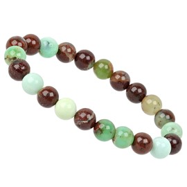 Eledoro PowerBead, Women’s Stretch Bead Bracelet, Made of 8 mm Gemstone Beads, 17 - 18 cm, gemstone, Green