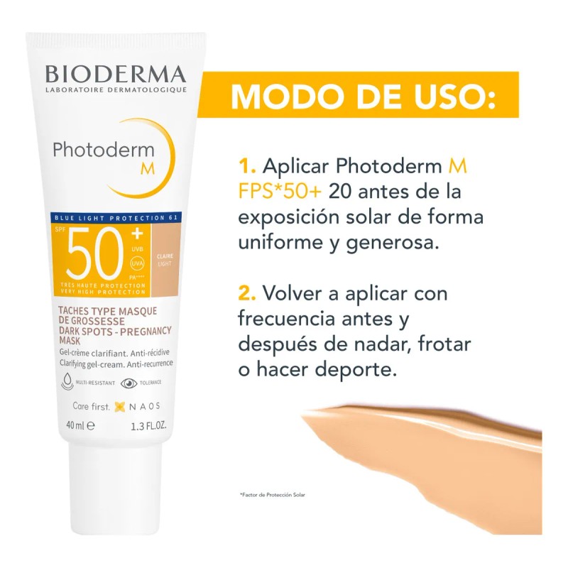 Protector Solar Facial Bioderma Photoderm Spf50 Color Claire Light