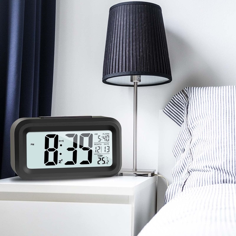 JOPHEK LCD Digital Alarm Clock, Travel Alarm Clock with Temperature