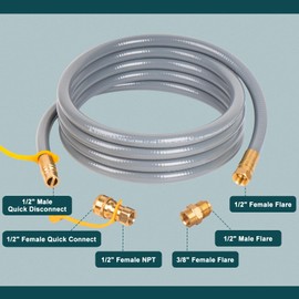 GASPRO 710-0003 Natural Gas Conversion Kit for KitchenAid Grill, 12FT 1/2 Inch NG Hose & Regulator, Propane to Natural Gas Conversion