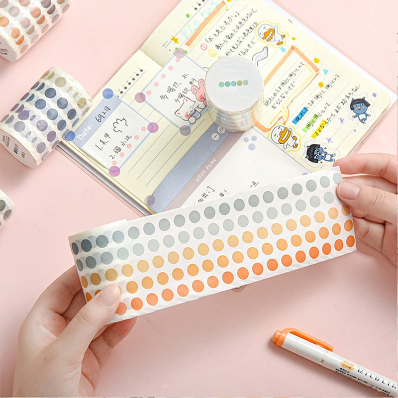 YUBBAEX Morandi 5/16" Dot Washi Tape Round Stickers 1250 Dots