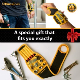 BINYATOOLS Magnetic Wristband for Tools Magnet Screw Holder Wrist Support Keeps Screws Nails, Drill Bits Handy Unique Tool Gadgets Men’s Gadgets Dad Gadgets Perfect Christmas Gifts Stocking Stuffers