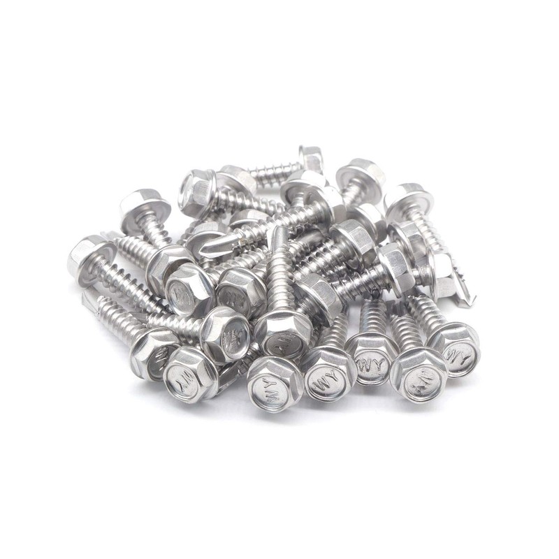 IMScrews 25pcs #10 x 1" Stainless Hex Washer Head Self